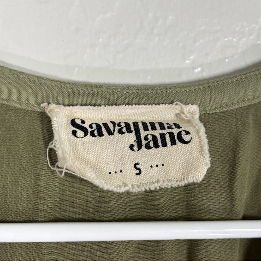 Savanna Jane Embroidered Maxi Dress Womens Small Green Floral Cottagecore Boho - Picture 4 of 5